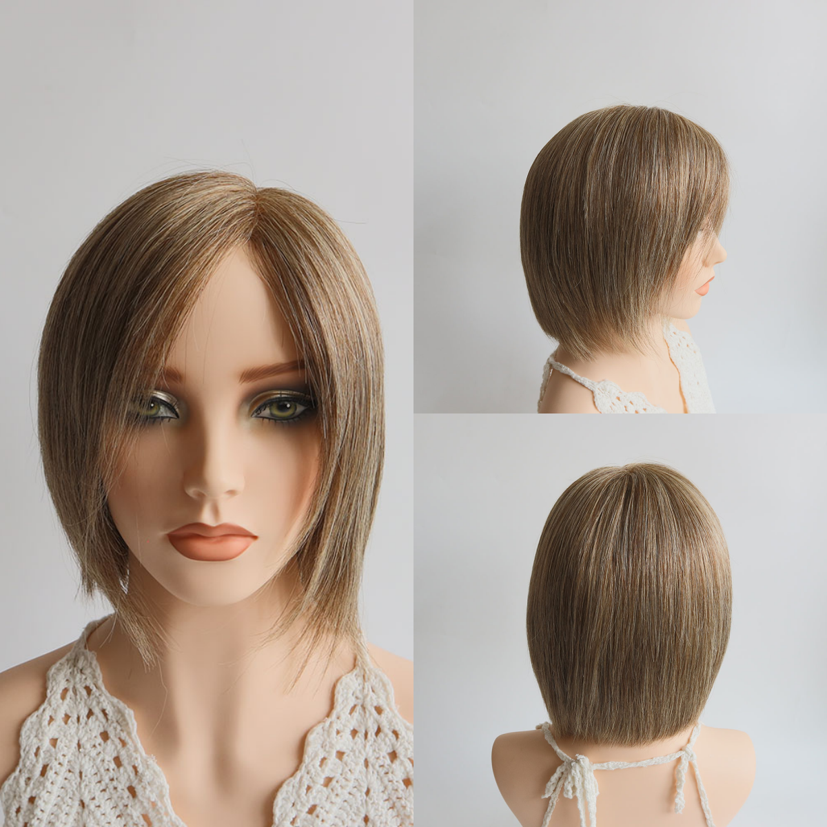 005W silk top wefted back short wig